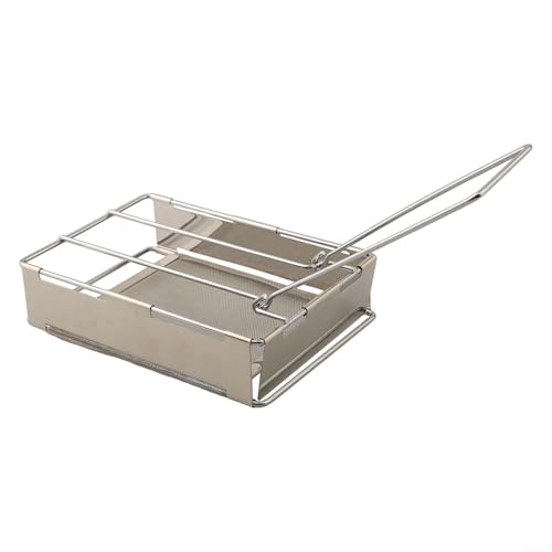 Zeroupshop Tragbarer Brottoaster Grill Mesh Netz Design Edelstahl faltbar für Campingkocher Toaster mit hitzebeständigem Griff von zeroupshop