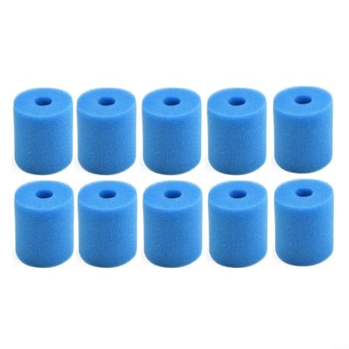 Zeroupshop Wiederverwendbare Schwimmbad-Filterschwammkartusche Typ H für Intex Pool-System, blaue Schaumstoff-Filterkartusche, Ersatz 30 mm Mittelloch (10 Stück) von zeroupshop