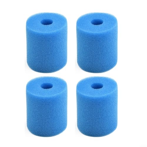 Zeroupshop Wiederverwendbare Schwimmbad-Filterschwammkartusche Typ H für Intex Pool-System, blaue Schaumstoff-Filterkartusche, Ersatz 30 mm Mittelloch (4 Stück) von zeroupshop