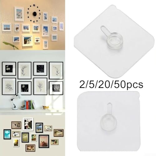 zeroupshop 250 nahtlose Wandhaken für Bilderrahmen, Uhren, Tragfähigkeit, 5 kg, starke Haken aus PVC, geeignet für den Einsatz auf glatten Oberflächen, einschließlich Farbe, Holzfliesen (50 Stück) von zeroupshop