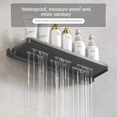zeroupshop Wandmontiertes, faltbares Aufbewahrungsregal für Badezimmer, platzsparende Lösung für die Organisation von wichtigen Gegenständen (A-50 cm) von zeroupshop