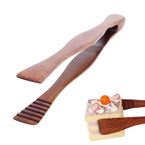 Salatzange Servierzange, Brotclip, Holzs Lebensmittel Clip, Holzsalat Tong, Holz Lebensmittelzange, für Küche Camping Grill Buffet Restaurant Gebäck Salat Dessert (Braun) von Yhuasia