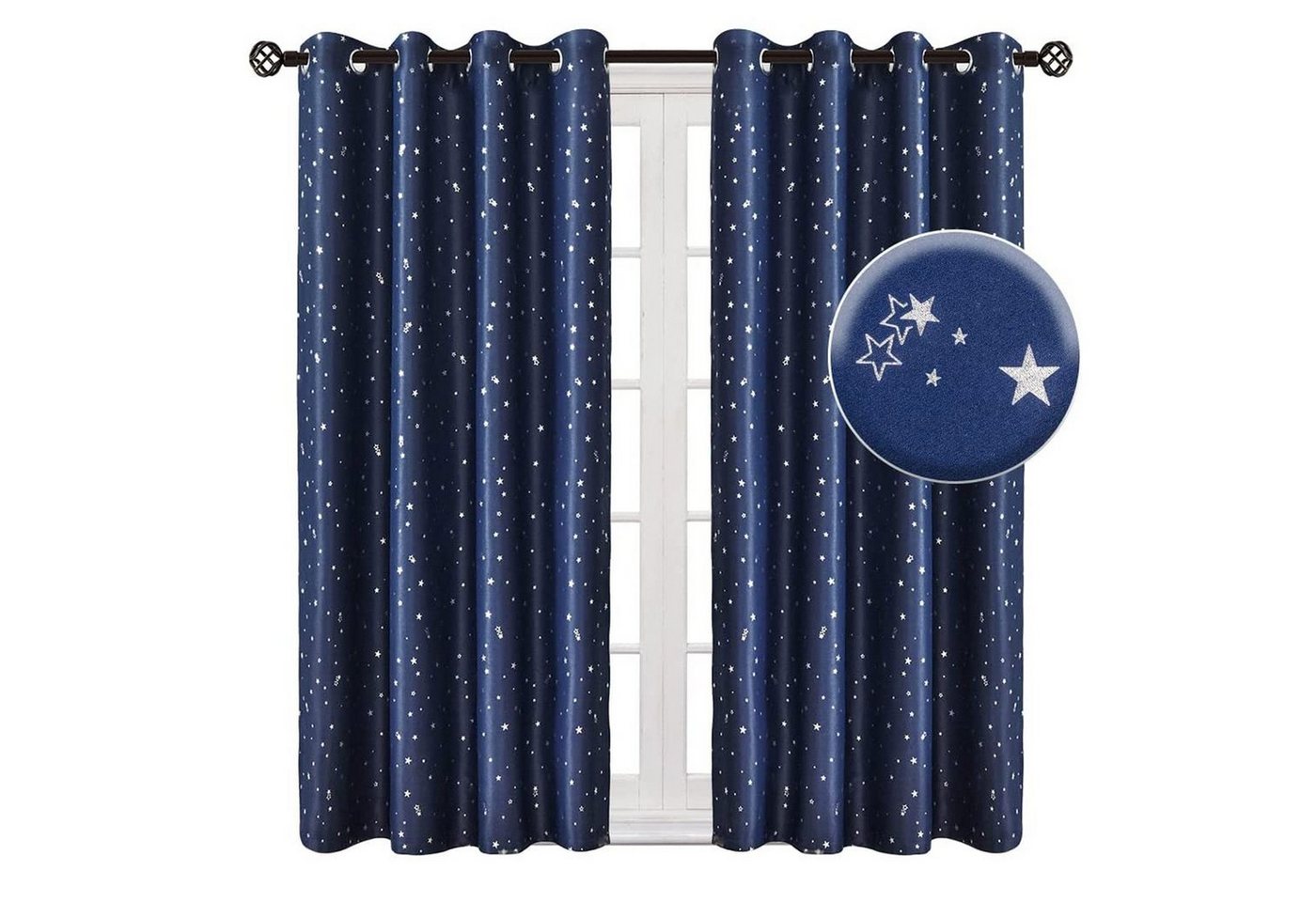 Vorhang 2 Stück Blickdicht Verdunkelungsvorhänge mit Sterne, zggzerg von zggzerg