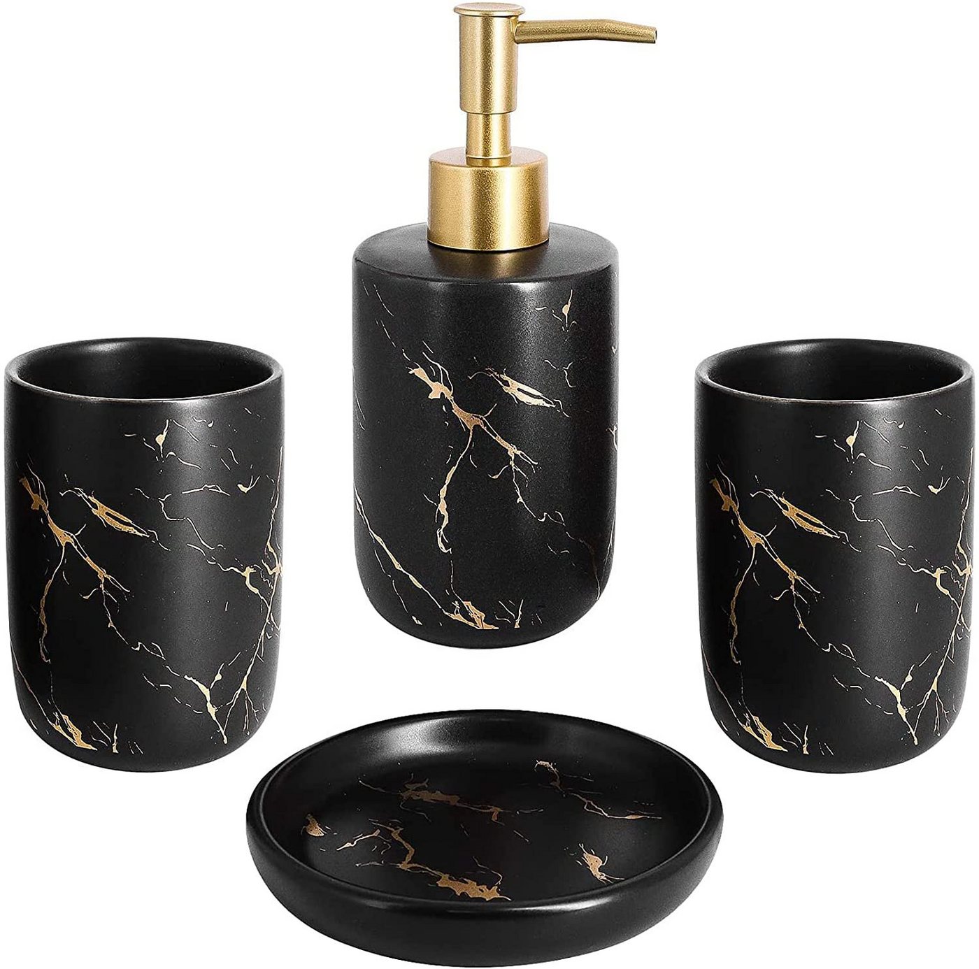 zggzerg Badezimmer-Set zggzerg Edles Bad Accessoires Set, 4-teiliges Stilvolles von zggzerg