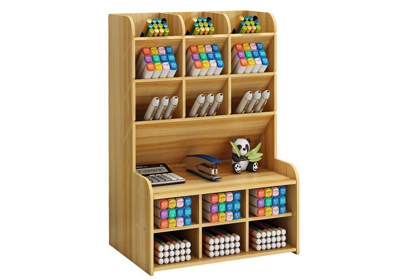 zggzerg Bücherregal Holz-Schreibtisch-Organizer mit Schublade, DIY-Stifthalter von zggzerg