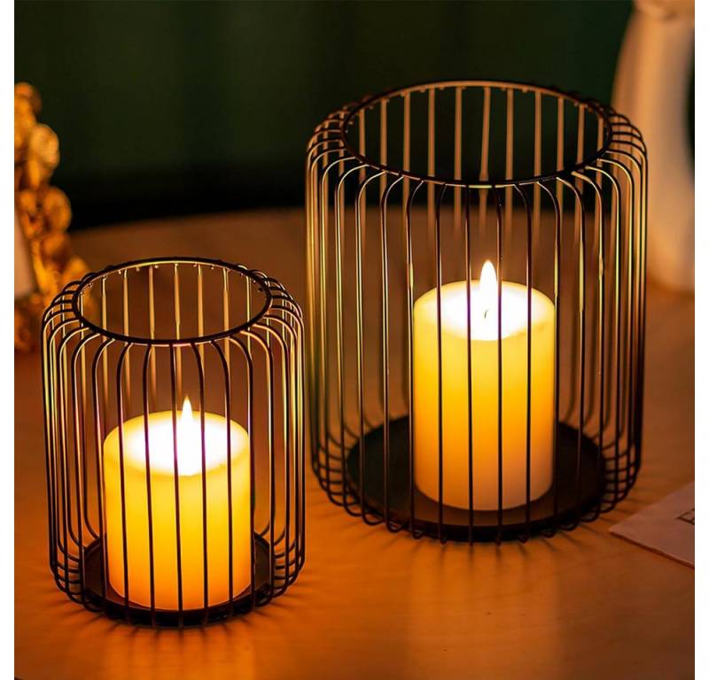 zggzerg Kerzenständer Kerzenständer,2 Stück Metall Laterne Kerzenständer,Kreativ Kerzen deko, 2er Set Vintage Kerzen Ständer für Wohnzimmer, Esstisch Deko von zggzerg
