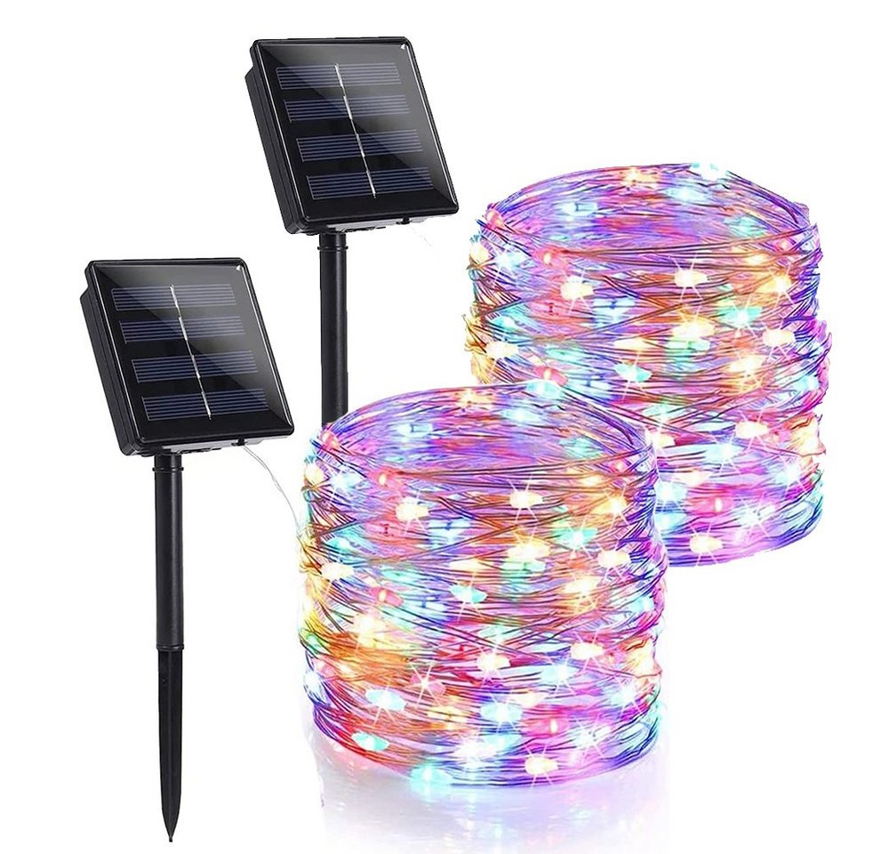 zggzerg LED-Lichterkette 2 Stück Solar Lichterkette Aussen, 100 LED/ 200 LED Lichterkette von zggzerg