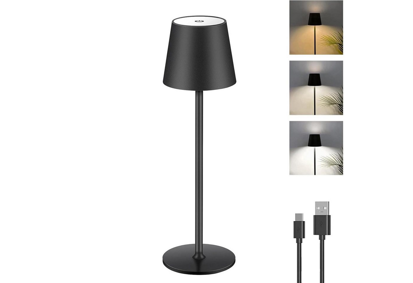 zggzerg LED Schreibtischlampe Dimmbare LED, Touch Kabellose mit USB-C, Metall Wiederaufladbar Akku, Für Outdoor und Indoor, Aluminium, 5600mAh, 5W von zggzerg