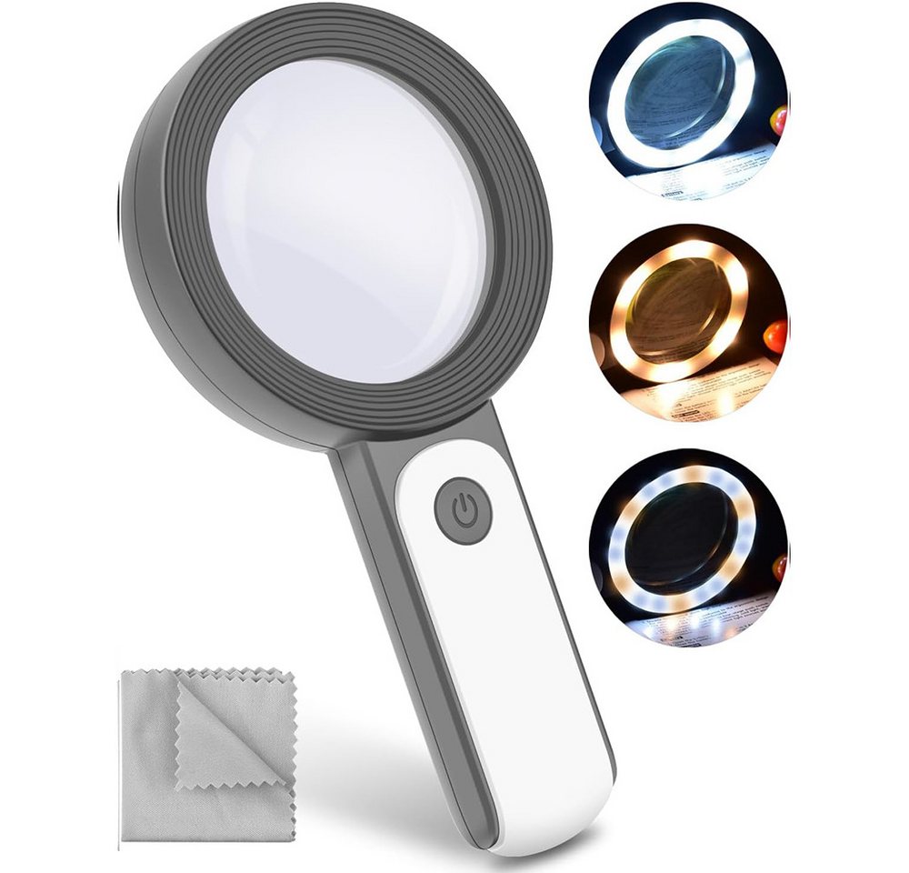 zggzerg Lupenlampe Lupe mit Licht, 30-Fache Leselupe mit Klarheit Doppelglaslinse, 18 LED, Handlupe für Senioren Lesen Handwerk Münzen Briefmarken Inspektion zggzerg Lupenlampe Lupe mit Licht, 30-Fache Leselupe mit Klarheit Doppelglaslinse, 18 LED, Handlupe für Senioren Lesen Handwerk Münzen Briefmarken Inspektion von zggzerg