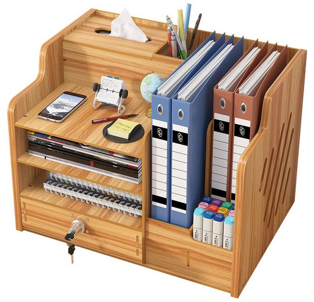 zggzerg Regal-Schreibtisch Große Schreibtisch Organizer aus Holz mit Schublade DIY Aktenregal von zggzerg