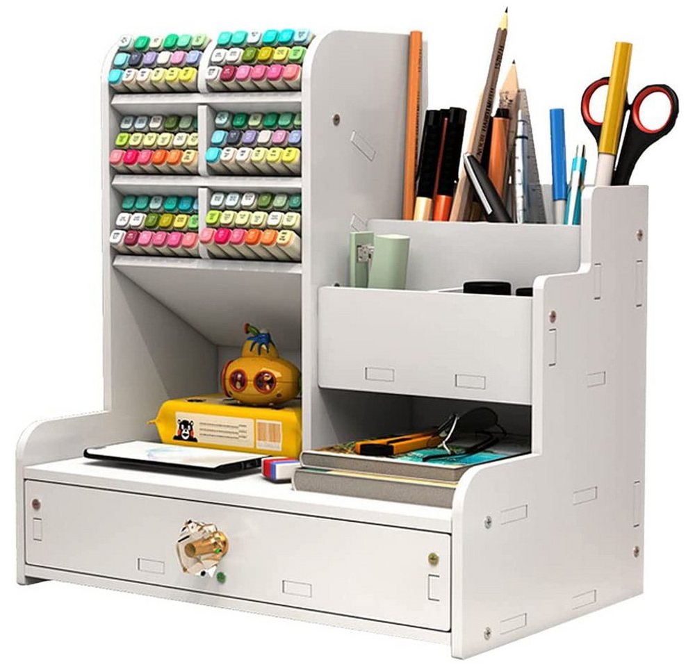 zggzerg Regal-Schreibtisch Weißer Schreibtisch-Organizer mit Schublade, DIY Bleistifthalter von zggzerg