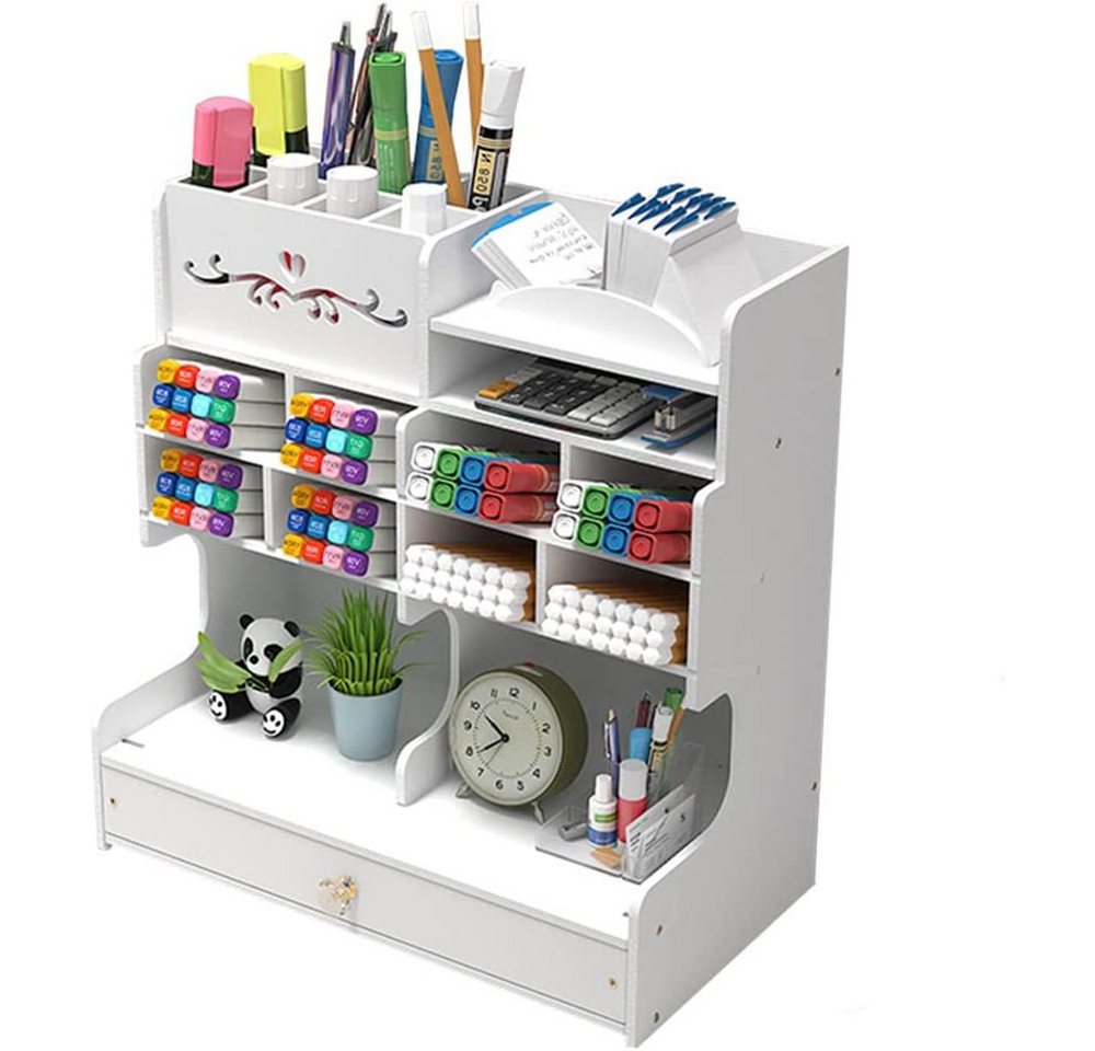 zggzerg Regal-Schreibtisch Weißer Schreibtisch-Organizer mit Schublade, DIY Bleistifthalter von zggzerg