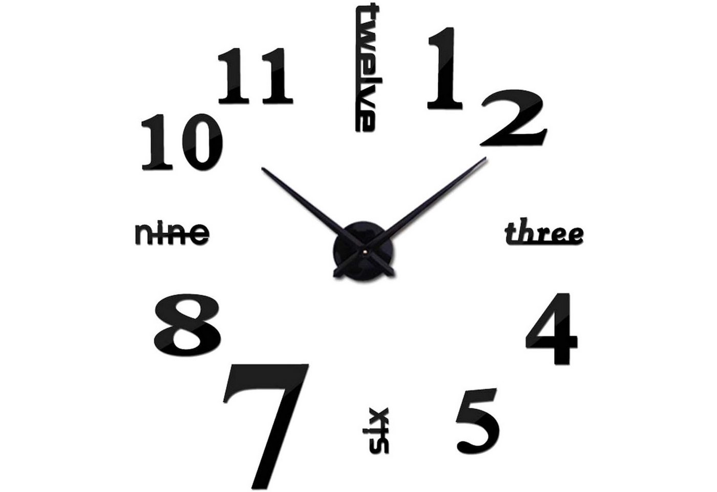 zggzerg Wanduhr 3D Wanduhren Moderne DIY Visuelle Aufkleber große Wanduhr XXL 120cm von zggzerg