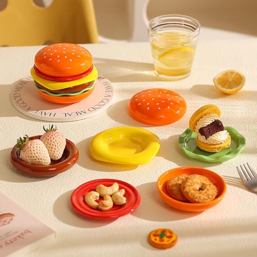 zhangfuyun Stapelbares Burger-Teller-Set, Burger 6-lagiger Mini-Speiseteller, Keramik-Soßenbehälter, niedliches Dessertteller-Set, Hamburger-Keramik-Dip-Saucenbecher, kleine Schüssel, Servierschalen zhangfuyun Stapelbares Burger-Teller-Set, Burger 6-lagiger Mini-Speiseteller, Keramik-Soßenbehälter, niedliches Dessertteller-Set, Hamburger-Keramik-Dip-Saucenbecher, kleine Schüssel, Servierschalen von zhangfuyun