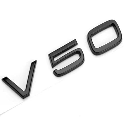 zhangqin Emblem Abzeichen Aufkleber für Volvo C30 V40 V50 V60 V90,Glanz Kotflügel Logo 3D Logo Auto Aufkleber Emblem Zeichen Chrom,Sticker Metall 3D Schrift Decal Autoaufkleber, V50- Black von zhangqin