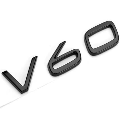 zhangqin Emblem Abzeichen Aufkleber für Volvo C30 V40 V50 V60 V90,Glanz Kotflügel Logo 3D Logo Auto Aufkleber Emblem Zeichen Chrom,Sticker Metall 3D Schrift Decal Autoaufkleber, V60- Black von zhangqin