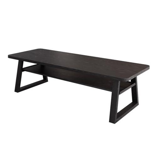 Bürotisch Mid-Century Modern Schreibtisch, geräumiger Schreibtisch-Arbeitsplatz aus Massivholz mit abnehmbaren Regalen, Schwarz Laptop-Gaming-Tisch(L) von zhangrui1888