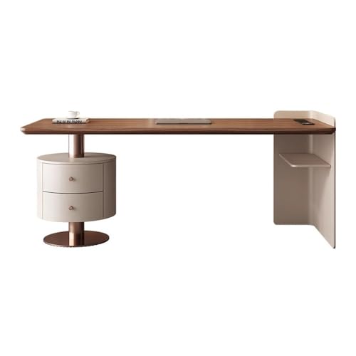 Bürotisch Moderner Arbeitsschreibtisch mit 2 Schubladen und Ladesteckdosen, PC-Schreibtisch-Arbeitsplatz Ablagefächern Laptop-Gaming-Tisch(L) von zhangrui1888