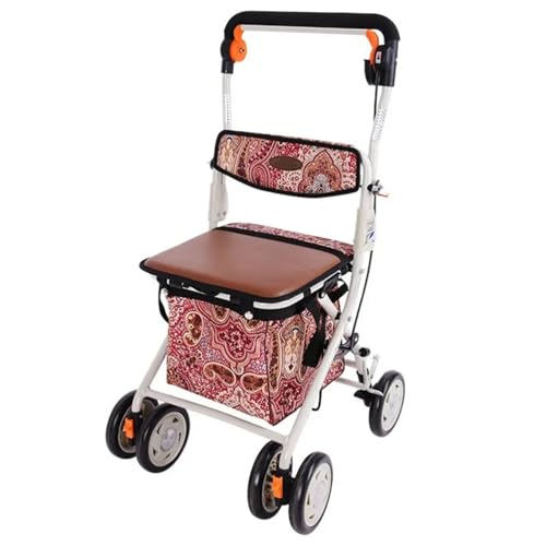 Faltbarer Rollator Gehhilfen for Senioren, faltbarer Gehhilfe mit Sitz, Rollator mit robustem Aluminium, geländegängiger aufrechter Rollator, kompaktes Klappdesign for Senioren Tragbarer Gehwagen für von zhangrui1888