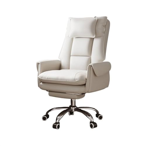 zhangrui1888 Bürostuhl Freizeit Sofa Stuhl Bequem Sitzende Büro Stuhl PU Leder Drehstuhl Haushalt Liege Computer Stuhl Gaming-Stuhl(Beige) von zhangrui1888