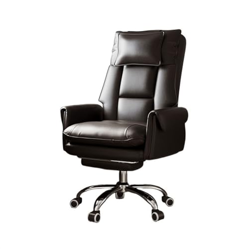 zhangrui1888 Bürostuhl Freizeit Sofa Stuhl Bequem Sitzende Büro Stuhl PU Leder Drehstuhl Haushalt Liege Computer Stuhl Gaming-Stuhl(Schwarz) von zhangrui1888