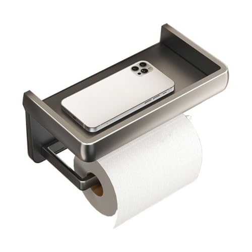 zhangrui1888 Duschablage Toilettenpapierhalter, Wandmontage, Toilettenpapierrollenhalter mit Ablage, Selbstklebender moderner Aluminium-Toilettenpapierrollenhalter for Badezimmer Handtuchhalter von zhangrui1888