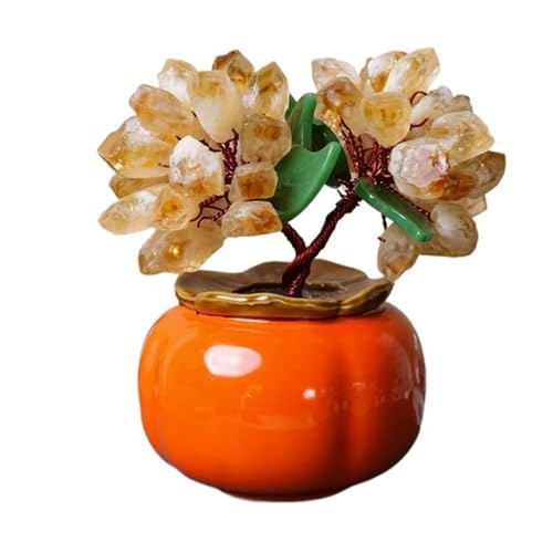 zhangrui1888 Kristallbaum Natural Yellow Amethyst Shaking Money Fortune Tree Attracting Wealth Ornaments Living Room Desk Crystal Tree Bonsai-Baum(Yellow) von zhangrui1888