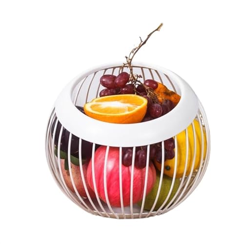 zhangrui1888 Obstkorb Eisen Obstkorb Metall Hohl Obstkorb Kreative Kugel Form Wohnzimmer Hause Lagerung Korb Arbeitsplatte Gemüse Obst Servierschale Obstkorb-Schale(Weiß) von zhangrui1888