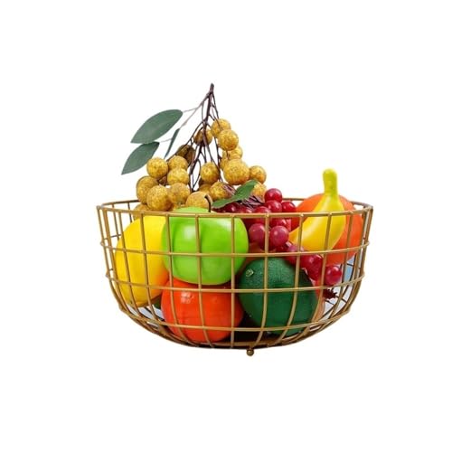 zhangrui1888 Obstkorb Metall Obstkorb Chrom Finish Obstkorb Draht Obstschale Drahtkorb Tisch Obstkorb-Schale(Gold) von zhangrui1888