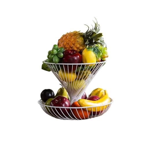 zhangrui1888 Obstkorb Obstkorb Doppelschicht Minimalist Obstkorb Gemüse Rack Aufbewahrungshalter Obstkorb-Schale(Weiß) von zhangrui1888