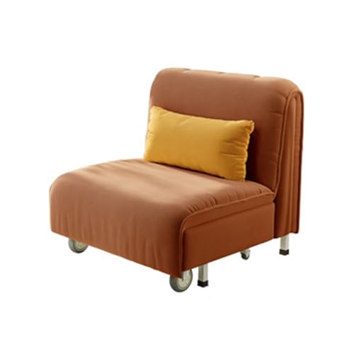 zhangrui1888 Schlafsofa Klappbares Schlafsofa, Schlafsofa-Stuhl, gepolsterter Einzelsofa-Stuhl mit Rad, Gästebett for Wohnzimmer, Heimbüro Klappbett(Bruin,80cm) von zhangrui1888