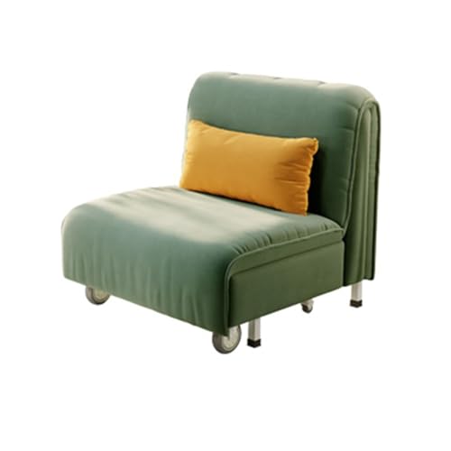 zhangrui1888 Schlafsofa Klappbares Schlafsofa, Schlafsofa-Stuhl, gepolsterter Einzelsofa-Stuhl mit Rad, Gästebett for Wohnzimmer, Heimbüro Klappbett(Green,80cm) von zhangrui1888