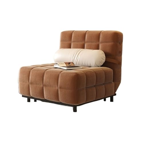 zhangrui1888 Schlafsofa Klappbares Schlafsofa, umwandelbare Freizeit-Chaiselounge mit 5-Fach Verstellbarer Rückenlehne, gepolsterter Schlafsessel for Schlafzimmer, Wohnzimmer, Büro Klappbett(Caramel) von zhangrui1888