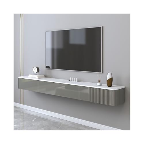 zhangrui1888 Schwebender TV-Ständer Floating TV Stand with 2 Drawer TV Cabinet for Small Living Rooms Edia Console Floating Storage Cabinet Schwebende TV-Konsole(Grigio,180x24x19cm) von zhangrui1888