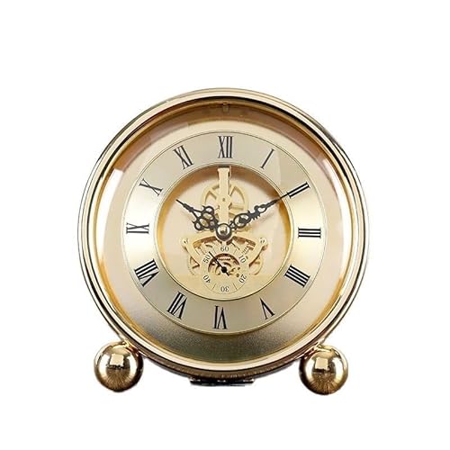zhangrui1888 Tischuhren Desktop Tischuhr Metall Retro Wohnzimmer Luxus Gold Leise Schreibtischuhr Antike Geschenkideen Wohnkultur Vintage Schreibtischuhr von zhangrui1888