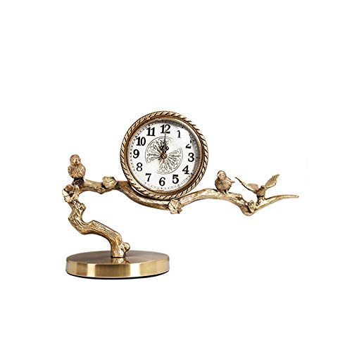 zhangrui1888 Tischuhren Licht Luxus Messing Tisch Uhr Haushalt Kreative Wohnzimmer Schreibtisch Uhr Dekorative Ornamente Vintage Schreibtischuhr von zhangrui1888