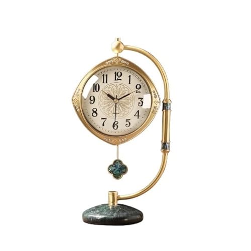 zhangrui1888 Tischuhren Messing Pendel Desktop Uhr Licht Luxus Wohnzimmer Stumm Dekorative Quarz Tisch Uhr Pendel Vintage Schreibtischuhr von zhangrui1888