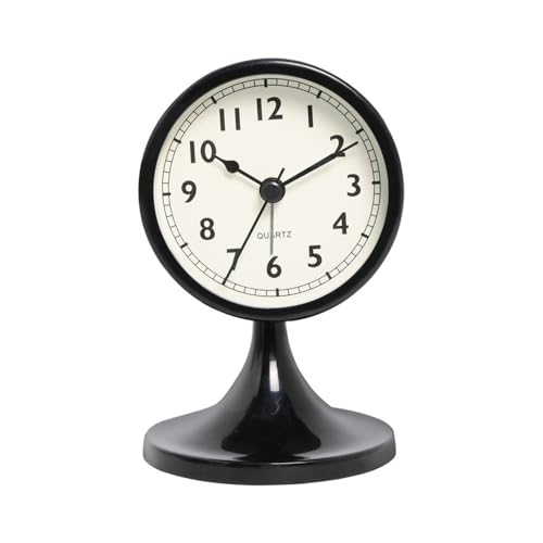 zhangrui1888 Tischuhren Retro Metall Quarz Wecker Stille Nachttisch Nachtlicht Schreibtisch Uhr Hause Dekoration Urlaub Geschenk Vintage Schreibtischuhr(Schwarz) von zhangrui1888