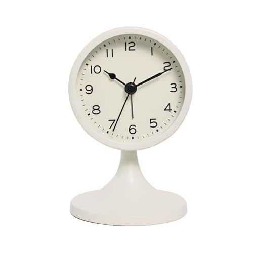 zhangrui1888 Tischuhren Retro Metall Quarz Wecker Stille Nachttisch Nachtlicht Schreibtisch Uhr Hause Dekoration Urlaub Geschenk Vintage Schreibtischuhr(Weiß) von zhangrui1888