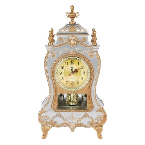zhangrui1888 Tischuhren Vintage Tischuhr Retro Nicht-Tickt Neben Kaminsims Schreibtischuhr for Schlafzimmer Wohnzimmer Innendekor Vintage Schreibtischuhr(Weiß) von zhangrui1888