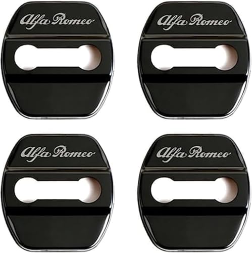 zhangxiaon 4er Set Edelstahl-Autotürschlossabdeckungen für Alfa Romeo Sportiva Giulia Giulietta 159 156 Mito Stelvio Rostfreie Türschlösser Schutzabdeckung Auto Türverriegelungsabdeckung von zhangxiaon