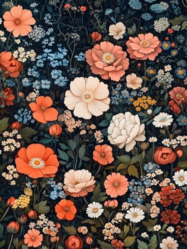 Blume Malen Nach Zahlen Erwachsene, Bunt Malen Nach Zahlen XXL 70X90CM, Ölgemälde Kunst Handwerk Set mit Pinseln und Acrylfarbe, Paint by Numbers für Deko Wohnzimmer, Geschenke für Frauen, Model 181 von zhangzen