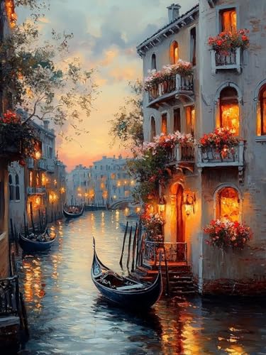 Boot Malen Nach Zahlen Erwachsene, Fluss Malen Nach Zahlen XXL 70X90CM, Ölgemälde Kunst Handwerk Set mit Pinseln und Acrylfarbe, Paint by Numbers für Deko Wohnzimmer, Geschenke für Frauen, Model 175 von zhangzen