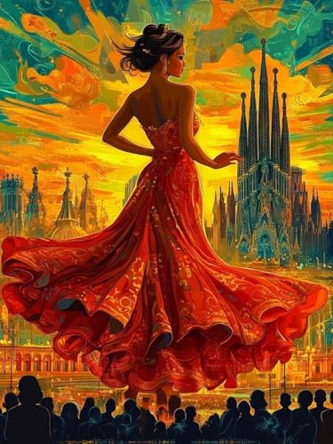 Frau Malen Nach Zahlen Erwachsene, Sonnenuntergang Malen Nach Zahlen XXL 70X90CM, Ölgemälde Kunst Handwerk Set mit Pinseln und Acrylfarbe, Paint by Numbers für Deko Wohnzimmer, Ohne Rahmen, Model 169 von zhangzen