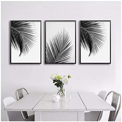 zhaoyangeng Schwarz Weiße Palme Blätter Leinwand Poster Und Drucke Minimalistischen Malerei Wandkunst Dekorative Bild Wohnkultur-40X50Cmx3 Kein Rahmen von zhaoyangeng