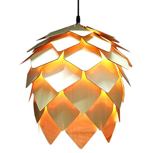 Holz Pendelleuchte Hanging Pine Cone - DIY Droplight Deckenleuchte Home Dekorative Leuchten(Glühbirne Nicht im Lieferumfang Enthalten) von zhbotaolang