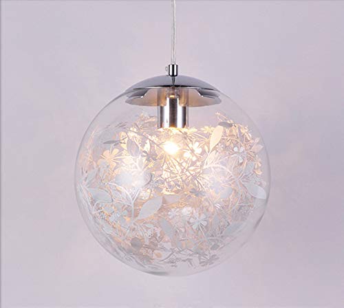 LED Glas Ball Blume Pendelleuchte - E27 Loft Moderne Blatt Hängeleuchte Dekoration(A/Weiß) von zhbotaolang