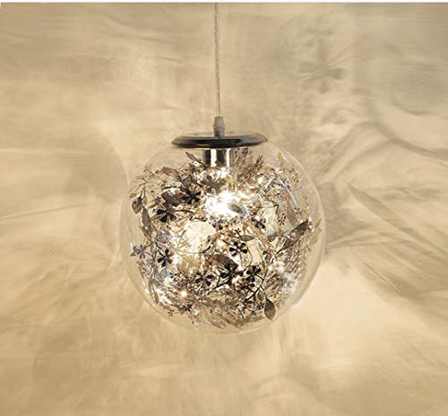 LED Glas Ball Blume Pendelleuchte - E27 Loft Moderne Blatt Hängeleuchte Dekoration(C/Schwarz) von zhbotaolang