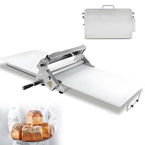 Edelstahl-Teigausrollmaschine manuell, faltbar, 0-25 mm Stärke einstellbar, platzsparend, perfekt für Pizza, Croissants, Blätterteig, Bäckerei, Café, Küche, Gastronomie(60x30cm) von zhenmaster