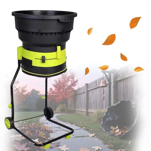 Elektrischer Komposthäcksler 2500W Mit 8000RPM, 17:1 Zerkleinerung, Großem Trichter, Messerlos-Sicherheit, Rädern, Sammelsack Und Überlastschutz Für Gartenarbeit(Powercordx40m) von zhenmaster